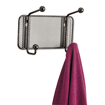 Safco Onyx Mesh Wall Racks, 2-Hook, 8.5w x 3d x 5.5h, Black (SAF6401BL)
