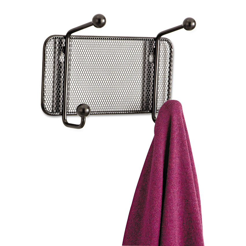 Safco Onyx Mesh Wall Racks, 2-Hook, 8.5w x 3d x 5.5h, Black (SAF6401BL)