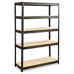 Safco Boltless Steel/Particleboard Shelving, Five-Shelf, 48w x 18d x 72h, Black (SAF6246BL)