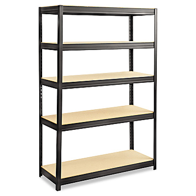 Safco Boltless Steel/Particleboard Shelving, Five-Shelf, 48w x 18d x 72h, Black (SAF6246BL)
