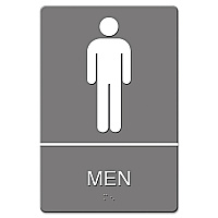 Headline Sign ADA Sign, Men Restroom Symbol w/Tactile Graphic, Molded Plastic, 6 x 9, Gray (USS4817)