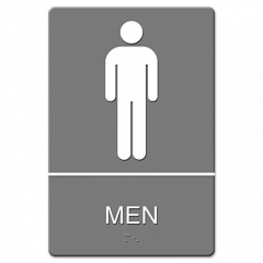 Headline Sign ADA Sign, Men Restroom Symbol w/Tactile Graphic, Molded Plastic, 6 x 9, Gray (4817)