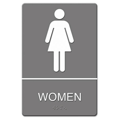 Headline Sign ADA Sign, Women Restroom Symbol w/Tactile Graphic, Molded Plastic, 6 x 9, Gray (4816)