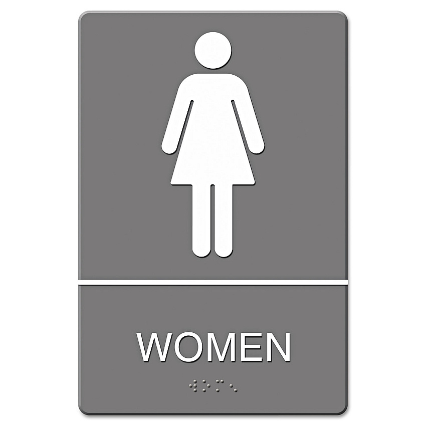 Headline Sign ADA Sign, Women Restroom Symbol w/Tactile Graphic, Molded Plastic, 6 x 9, Gray (USS4816)