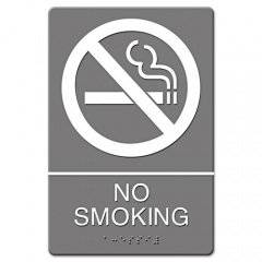 Headline Sign ADA Sign, No Smoking Symbol w/Tactile Graphic, Molded Plastic, 6 x 9, Gray (4813)