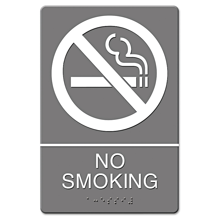 Headline Sign ADA Sign, No Smoking Symbol w/Tactile Graphic, Molded Plastic, 6 x 9, Gray (USS4813)