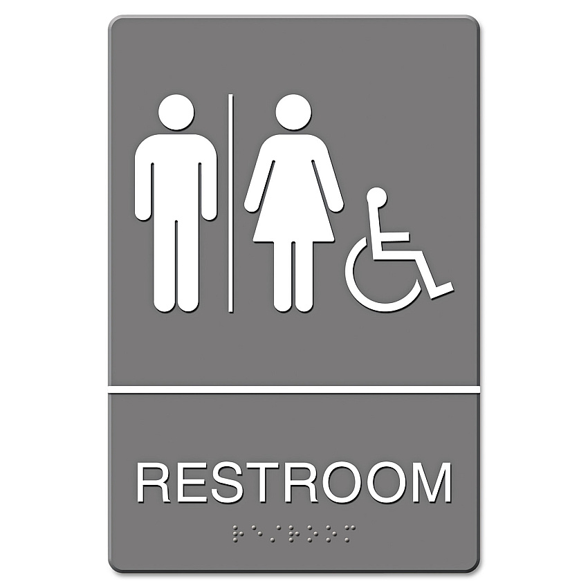 Headline Sign ADA Sign, Restroom/Wheelchair Accessible Tactile Symbol, Molded Plastic, 6 x 9 (USS4811)