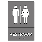 Headline Sign ADA Sign, Restroom Symbol Tactile Graphic, Molded Plastic, 6 x 9, Gray (USS4812)