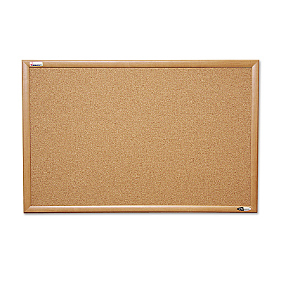 AbilityOne 7195012182026, SKILCRAFT Cork Board, 48 x 36, Tan Surface, Oak Wood Frame
