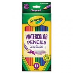 Crayola Watercolor Pencil Set, 3.3 mm, 2B (#1), Assorted Lead/Barrel Colors, Dozen (684302)