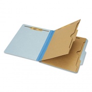 AbilityOne 7530016006984 SKILCRAFT Pocket Classification Folder, 2" Expansion, 2 Dividers, 6 Fasteners, Letter Size, Light Blue, 10/Box