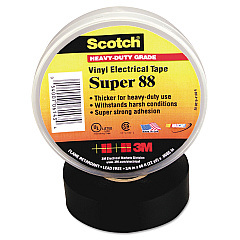3M Scotch 88 Super Vinyl Electrical Tape, 0.75" x 66 ft, Black (MMM06143)