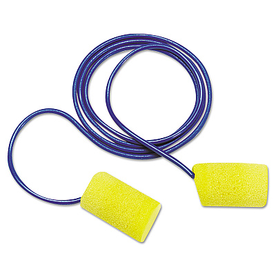 3M E-A-R Classic Foam Earplugs, Metal Detectable, Corded, Poly Bag, 200 Pairs (MMM3114101)