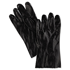 MCR Safety Single Dipped PVC Gloves, Rough, Interlock Lined, 12" Long, Large, Black, 12 Pair (MPG6212R)