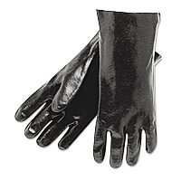 MCR Safety Single Dipped PVC Gloves, Smooth, Interlock Lined, 18" Long, Large, Black, 12 Pair (MPG6218)