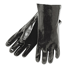 MCR Safety Single Dipped PVC Gloves, Smooth, Interlock Lined, 18" Long, Large, Black, 12 Pair (MPG6218)