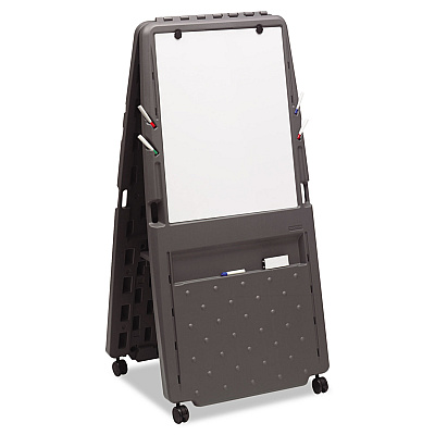 Iceberg Ingenuity Presentation Flipchart Easel with Dry Erase Surface, 33 x 28, 73" Tall Easel, Charcoal Polyethylene Frame (ICE30237)