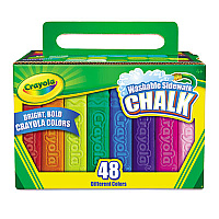 Crayola Washable Sidewalk Chalk, 4" x 0.88" Diameter, 48 Assorted Bright Colors, 48 Sticks/Set (CYO512048)