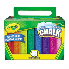 Crayola Washable Sidewalk Chalk, 4" x 0.88" Diameter, 48 Assorted Bright Colors, 48 Sticks/Set (512048)