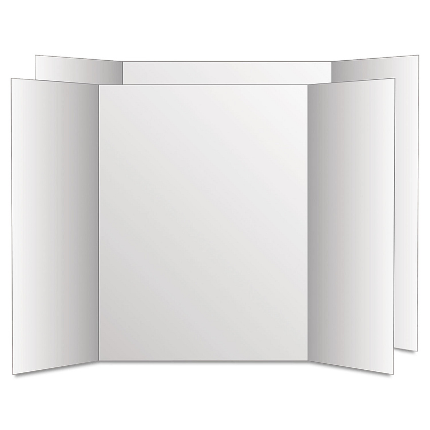 Eco Brites Two Cool Tri-Fold Poster Board, 28 x 40, White/White, 12/Carton (GEO27136)