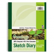 Pacon Ecology Sketch Diary, 60 lb Text Paper Stock, Green Cover, (70) 11 x 8.5 Sheets (4798)