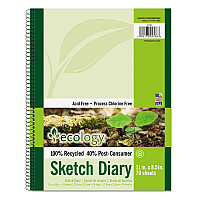 Pacon Ecology Sketch Diary, 60 lb Text Paper Stock, Green Cover, (70) 11 x 8.5 Sheets (PAC4798)