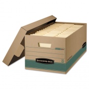 Bankers Box STOR/FILE Medium-Duty 100% Recycled Storage Boxes, Legal Files, 15.88" x 25.38" x 10.25", Kraft/Green, 12/Carton (1270201)