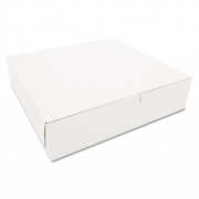SCT White One-Piece Non-Window Bakery Boxes, 10 x 10 x 2.5, White, Paper, 250/Carton (0969)