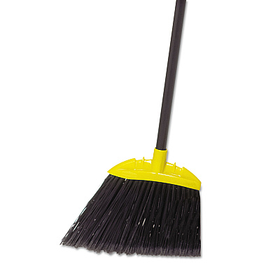 Rubbermaid Commercial Jumbo Smooth Sweep Angled Broom, 57" Handle, Black/Yellow, 6/Carton (FG638906BLA)