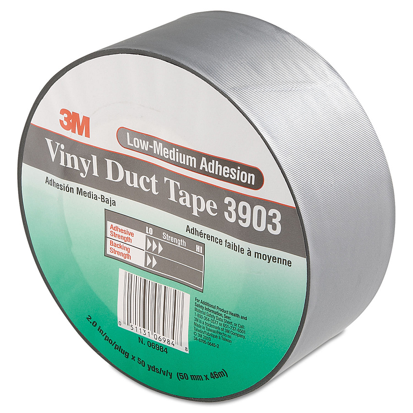 3M 3903 Vinyl Duct Tape, 2" x 50 yds, Gray (MMM05113106984)