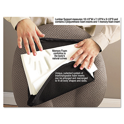 Master Caster The ComfortMakers Deluxe Lumbar Support Cushion, Memory Foam, 12.5 x 2.5 x 7.5, Black (MAS92061)