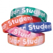 Teacher Created Resources Two-Toned Star Student Wristbands, 5 Designs, 7.25" x 0.5", Assorted Colors, 10/Pack (6572)