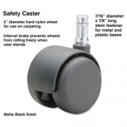 Master Caster Safety Casters, Standard Neck, Grip Ring Type B Stem, 2" Hard Nylon Wheel, Matte Black, 5/Set (64234)