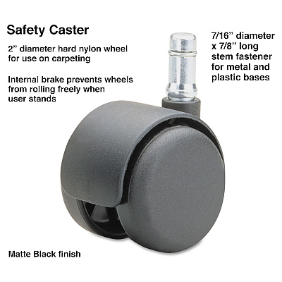 Master Caster Safety Casters, Standard Neck, Grip Ring Type B Stem, 2" Hard Nylon Wheel, Matte Black, 5/Set (MAS64234)