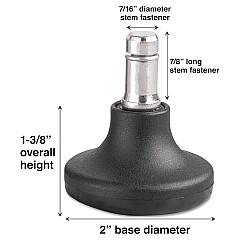 Master Caster Low Profile Bell Glides, Grip Ring Type B Stem, 2" x 1.38" Glide, Matte Black, 5/Set (MAS70178)
