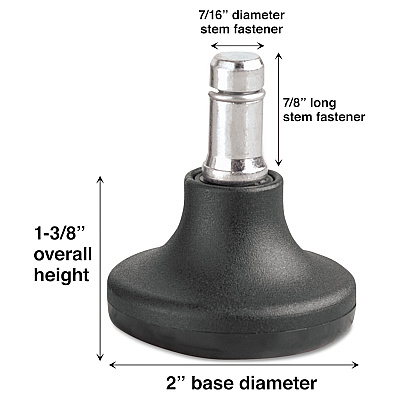 Master Caster Low Profile Bell Glides, Grip Ring Type B Stem, 2" x 1.38" Glide, Matte Black, 5/Set (MAS70178)