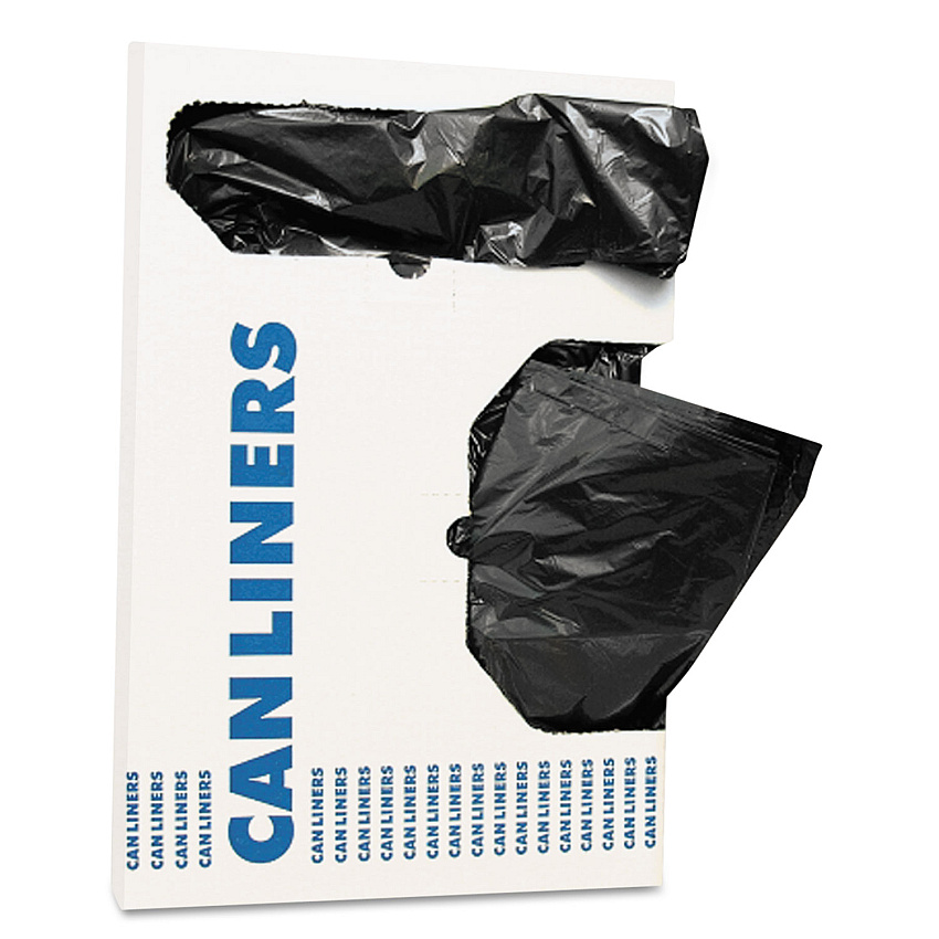 Linear Low Density Can Liners with AccuFit Sizing, 16 gal, 1 mil, 24" x 32", Black, Flat Pack, 250/Carton (HERH4832TKX01)