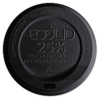 Eco-Products EcoLid 25% Recycled Content Hot Cup Lid, Black, Fits 10 oz to 20 oz Cups, 100/Pack, 10 Packs/Carton (ECOEPHL16BR)