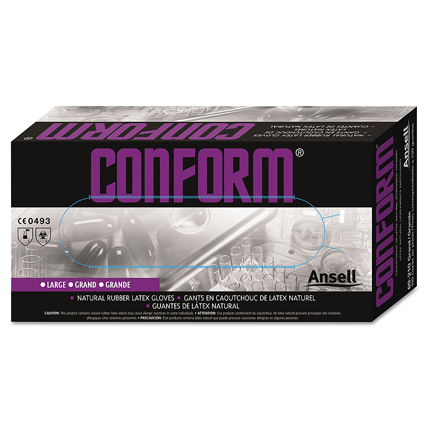 Ansell Conform Natural Rubber Latex Gloves, 5 mil, X-Large, 100/Box (ANS69210XL)