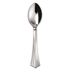 WNA Heavyweight Plastic Spoons, Silver, 6 1/4", Reflections Design, 600/Carton (620155)