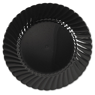 WNA Classicware Plastic Plates, 6" dia, Black, 10/Pack, 18 Packs/Carton (WNACW6180BK)