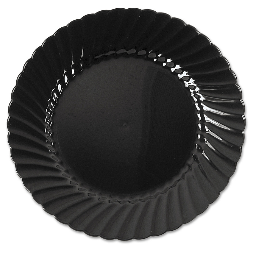 WNA Classicware Plastic Plates, 6" dia, Black, 10/Pack, 18 Packs/Carton (WNACW6180BK)