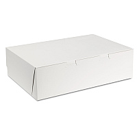 SCT White One-Piece Non-Window Bakery Boxes, 1/4-Sheet Cake Box, 14 x 10 x 4, White, Paper, 100/Carton (SCH1025)