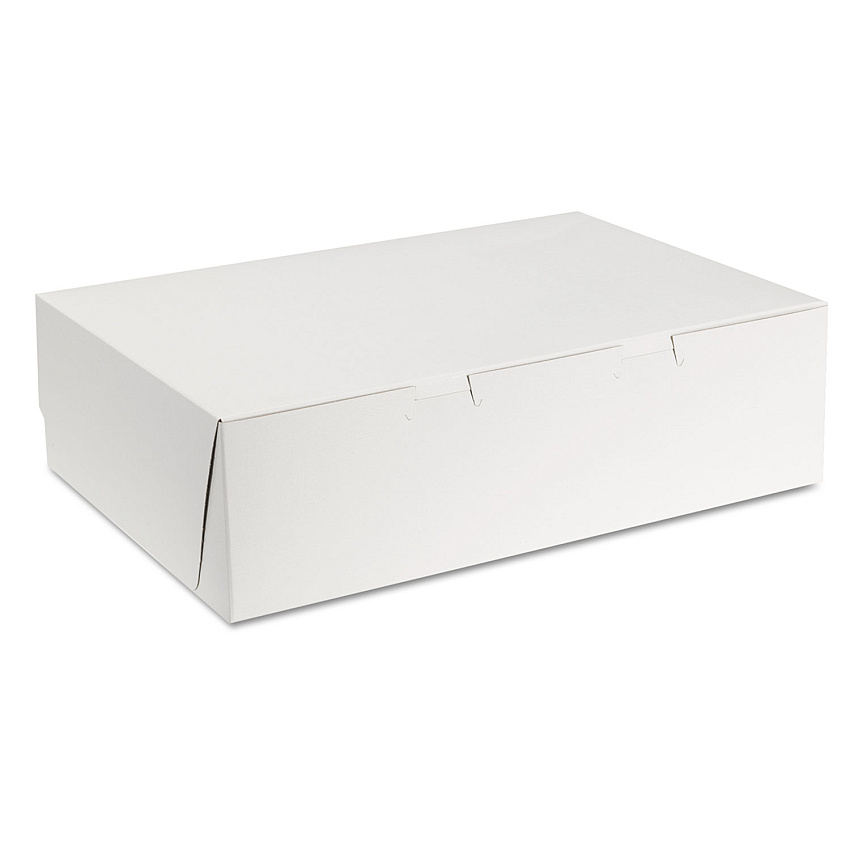 SCT White One-Piece Non-Window Bakery Boxes, 1/4-Sheet Cake Box, 14 x 10 x 4, White, Paper, 100/Carton (SCH1025)