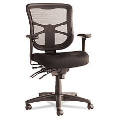 Alera Elusion Series Mesh Mid-Back Multifunction Chair, Prem Fabric, Supports Up to 275 lb, 17.7" to 21.4" Seat Height, Black (ALEEL42ME10B)