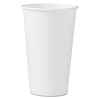 Solo Single-Sided Poly Paper Hot  Cups, 16 oz, White, 50 Sleeve, 20 Sleeves/Carton (SCC316W)