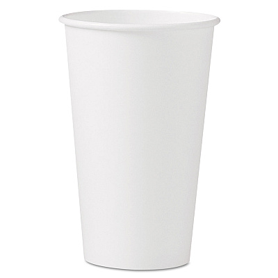 Solo Single-Sided Poly Paper Hot  Cups, 16 oz, White, 50 Sleeve, 20 Sleeves/Carton (SCC316W)