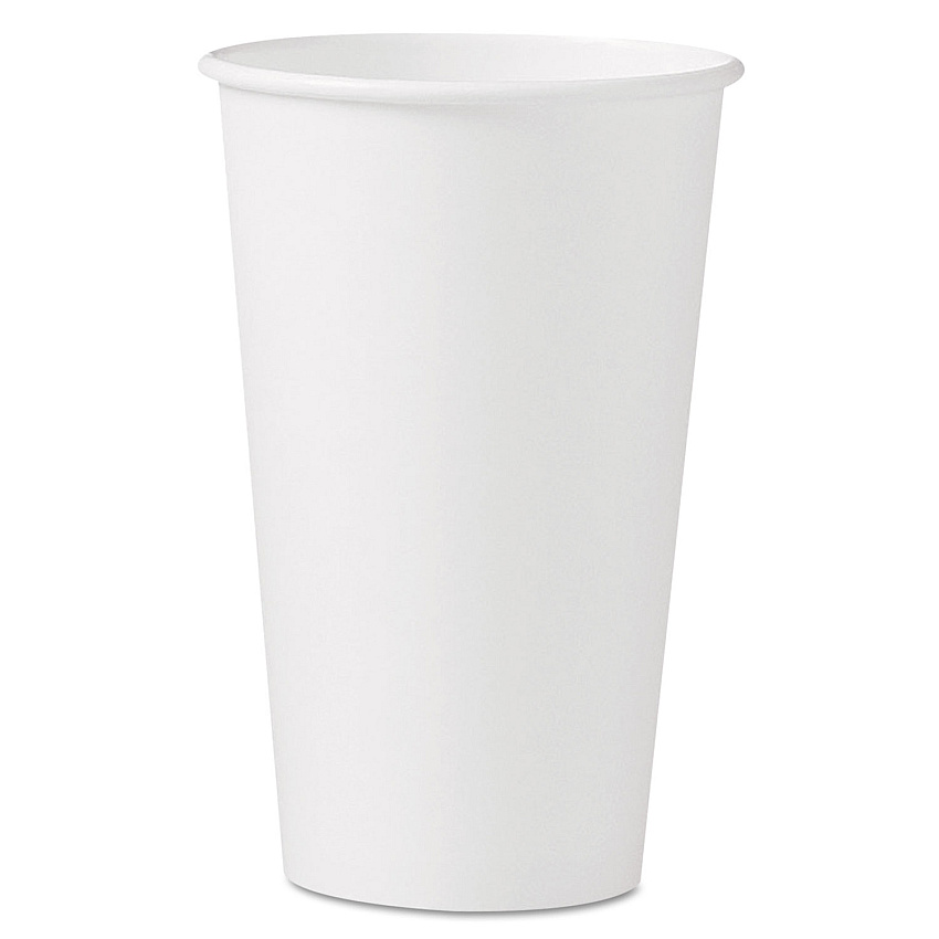Solo Single-Sided Poly Paper Hot  Cups, 16 oz, White, 50 Sleeve, 20 Sleeves/Carton (SCC316W)