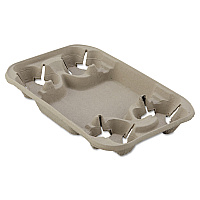 Chinet StrongHolder Molded Fiber Cup/Food Tray, 8 oz to 22 oz, Four Cups, Beige, 250/Carton (HUH20969CT)