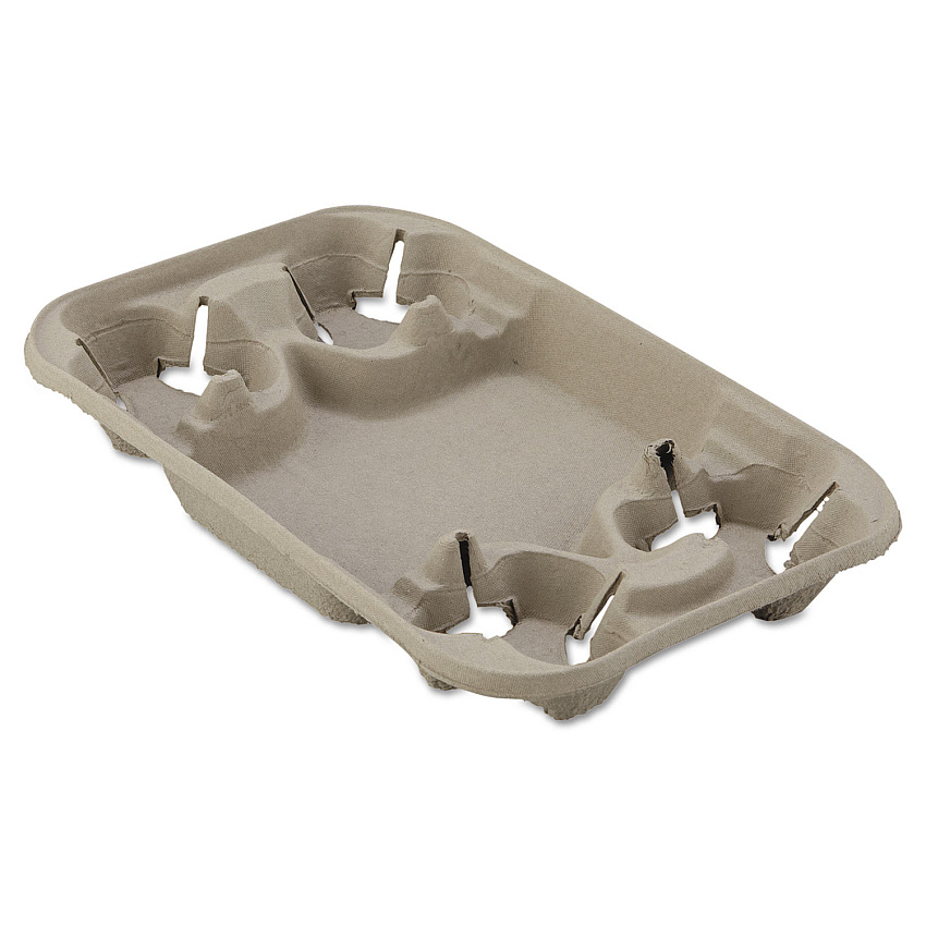 Chinet StrongHolder Molded Fiber Cup/Food Tray, 8 oz to 22 oz, Four Cups, Beige, 250/Carton (HUH20969CT)
